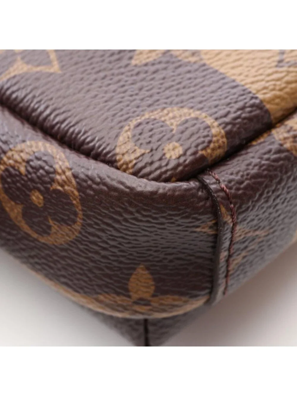 Louis Vuitton Shoulder Bag Double Phone Pouch Monogram Stripe Canvas Leather LV